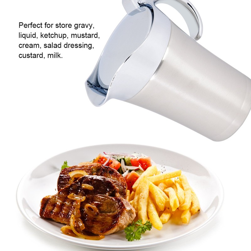 304 Stainless Steel Thermal Insulated Double Wall Sauce Gravy Boat