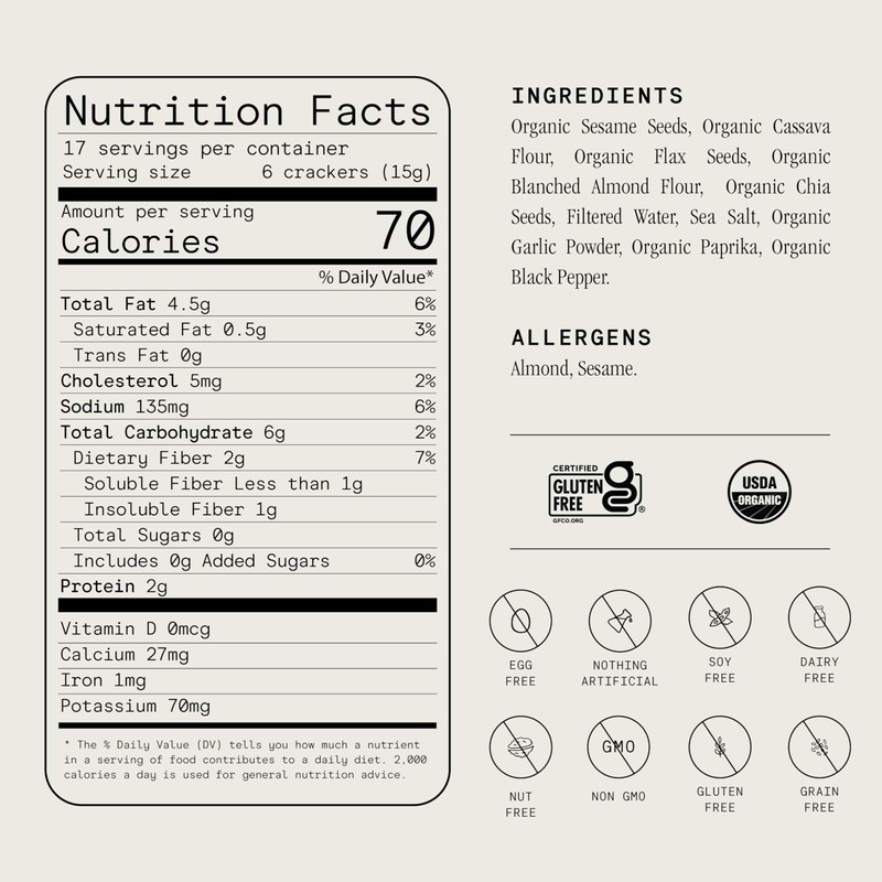 Julian Bakery Paleo Thin Crackers | Salt & Pepper |