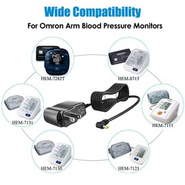 iCreatin Adaptador de CA de 6 V para Monitor de presión Arterial de Brazo Superior Omron Healthcare 5 7 10 Series BP652N BP742N BP785N BP786 Hem-ADPTW5 Cable de alimentación de Repuesto de 6.5 pies