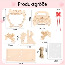 ENLACE Money Gift Wedding Wood, Just Married Wedding Gifts for Bride and Groom, Creative Wedding Gift Money Wood, Mr & Mrs Wedding Money Gift with Car, Money Gifts for Wedding