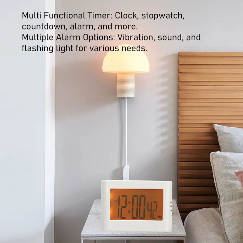 Digital Timer Countdown Up Back Light Vibration Sound Flash Alert