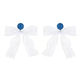 QzxEqz Christmas Bow Earrings Xmas Earrings Red Ball Pearl Bow Earrings Christmas Gifts for Women Christmas Jewelry (white)