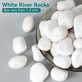 Rahato 30 lbs White Rocks for Landscaping, 1-2 inch Decorative Rocks for Plants Indoor, Large Polished River Rocks for Garden, Outdoor Landscaping, Walkways, Yard, Plants Pots, Vases, Crafts