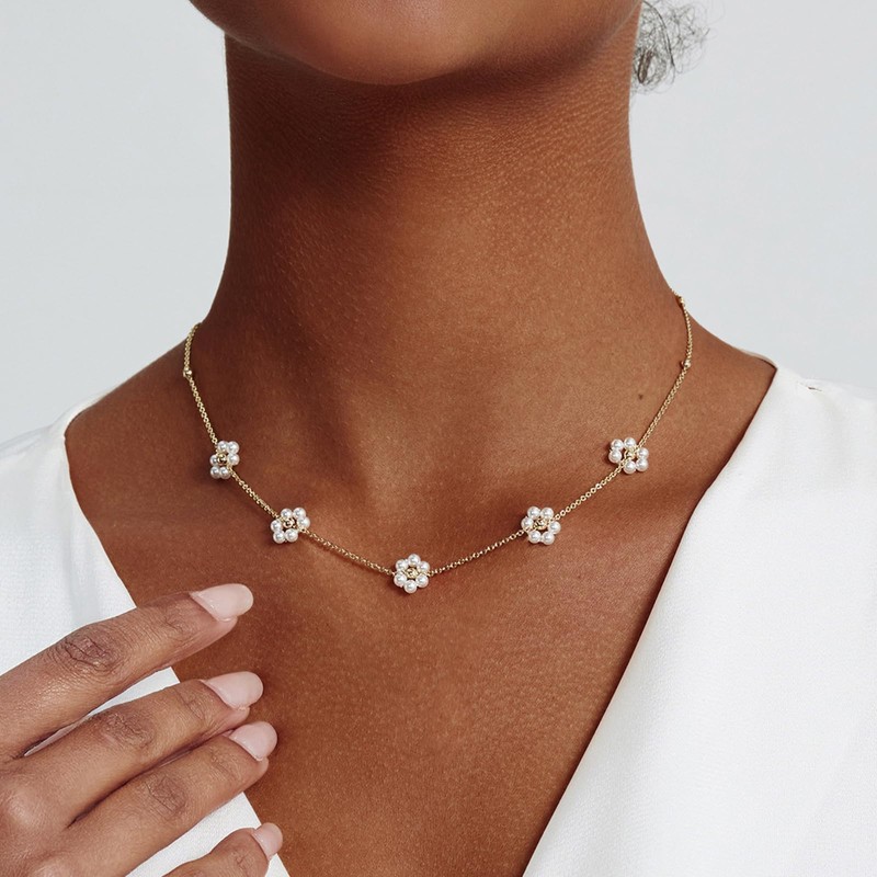 Huacan 14K Gold Pearl Necklaces for Women - Necklace Choker