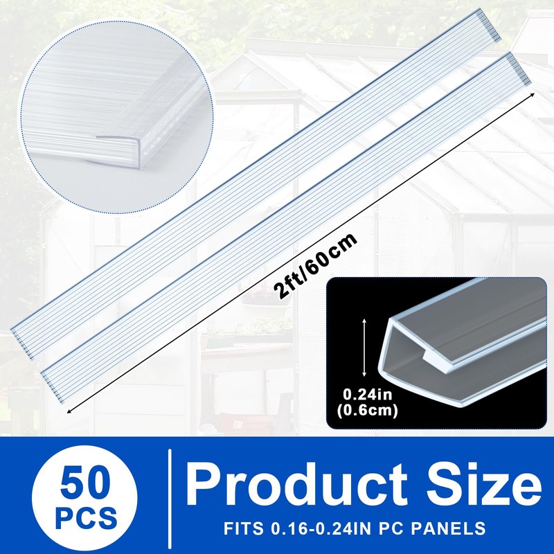 Innconee 50 Pcs Polycarbonate Greenhouse Panels U Connector Profile U