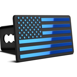 2 Inch Trailer Hitch Cover with American Flag, Heavy Metal Trailer Hitch Cover Fit for 2 Inch Hitch Receivers,3 * 5" Blue