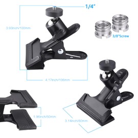 Hejo Clamp Holder, Multifunctional Camera Flash Mount Set, 2 Pieces Metal Tripod Clamp with 2 Pieces 1/4 Inch to 3/8 Inch Male Thread Screw Adapter, Clamp Tripod Flash Rail
