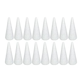 Crafjie 16 Pack Craft Foam Tree Cones for DIY Arts and Crafts (2.37 x 5.56in), White Styrofoam Cones, Polystyrene Foam Cones, for DIY Christmas Gnomes, Christmas Tree, Holiday Decor