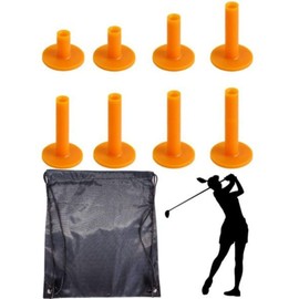 VIEAURA Rubber Golf Tees (Set of 8 with Large Storage Bag) for Practice, Flexible, Durable, Stable