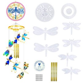 Wind Chimes Resin Molds Silicone Kit Bundle, Dragonfly Epoxy Mold Wind Bell Silicone Moulds for Home Outdoor Indoor Decorations DIY Crafts