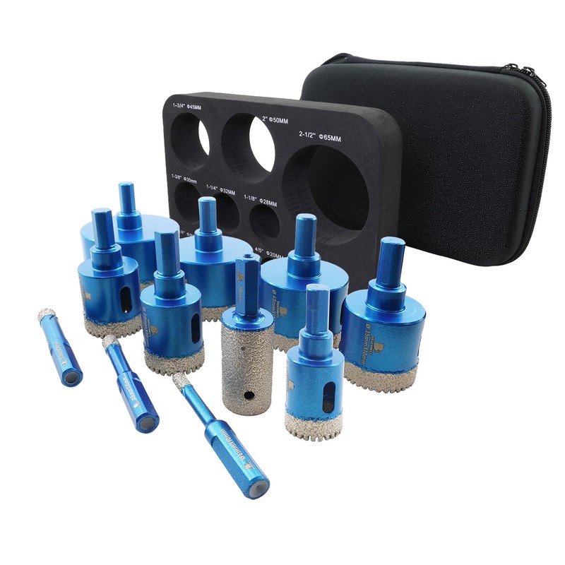 Tile Hole Saw Kit Diamond- BRSCHNITT 11pcs Diamond Core Drill