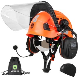 GREEN DEVIL Forestry Chainsaw Safety Helmet with Bluetooth Ear Muffs Arborist Helmet Hard Hat with Built-in Visor Face Shield 5 in 1 System Logging Garden Work Hardhats for Men Women