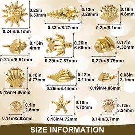 Mxxipp 2 Disc Gold Ocean Theme Nail Charms, 3D Summer Beach Starfish Seashell Nail Accessories, Non-Faded Alloy Nail Art Gems Rhinestones Decorations for Manicure Design Embellishments