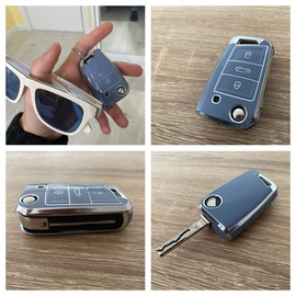 Z.MYUKI T Cross Key Case with Keyring for VW T-Cross 2018-2023 2024 Accessories Key Case (Blue)