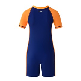 karrack Boys One Piece Zip Rash Guard Swimsuit Kid Water Sport Short Swimsuit UPF 50+ Sun Protection Bathing Suits Orange (Size 4-6Years)