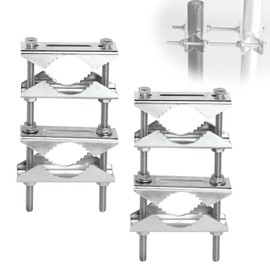 SUPAWAY 2 Pieces Double Aerial Mast Clamp, Antenna Mast Mounting Kits, SAT Mast Clamp, TV CB Antenna Mast Heavy Duty Sat Bracket Mast Double Clamp, V-Jaw Bracket for 25-50mm Diameter