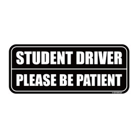 GEEKBEAR Student Driver Car Magnet - Colorful, Reflective, Weather-Resistant - Rectangular 8.7 x 3.5 in (Black/Black)