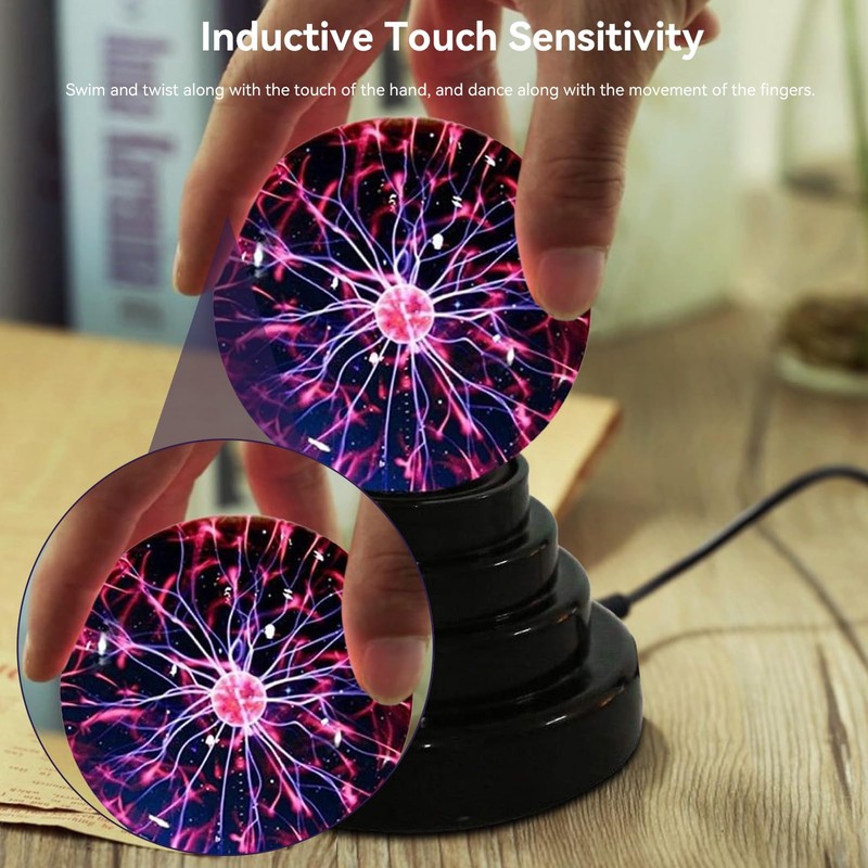 Agatige 3 Inch Magic Plasma Ball Lamp, Touch Sensitive Plasma