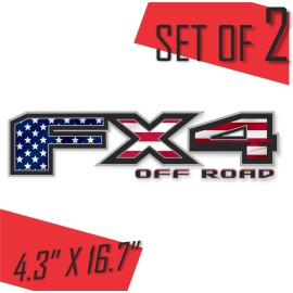 GOLD HOOK Ford F150 stickers, FX4 Off Road Decals, bedside reUSA American Flag (SET OF 2)