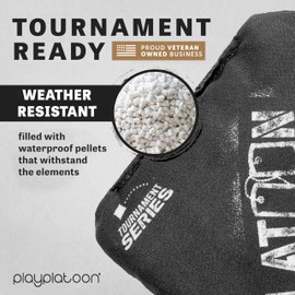 Play Platoon Tournament Series Cornhole Bags Set of 8 - Pro Style Dual Sided Slick and Sticky Side Bean Bags for Corn Hole Toss Game - Designed in USA - 4 Green & 4 Black (Horse & Buffalo)