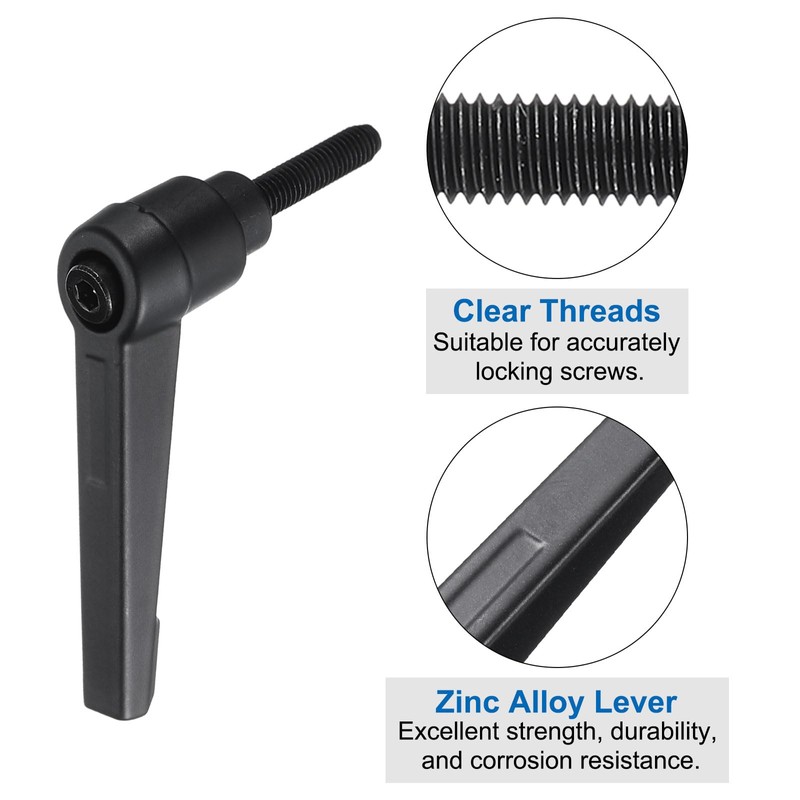 sourcing map 4pcs Clamping Lever Adjustable Handle Set Metric M5