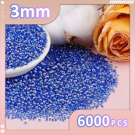 6000Pcs 3mm Resin Jelly Rhinestones with 3Pcs 10ml B7000 Jewelry Glue for Crafting, Dark Blue AB Flatback Gems, Bedazzling Crystal Bulk for DIY Crafts Clothing Tumblers Shoes Nail Art Fabric