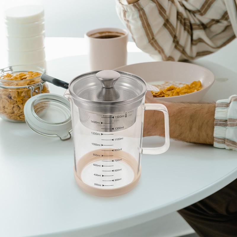 Kichvoe Glass Pitcher: Food Strainer Soy Milk Filter Teapot With