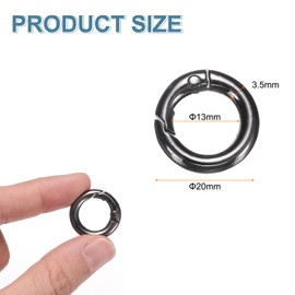 sourcing map 8pcs Spring O Ring Clip, Metal Spring Clasp Key Ring, 20mm / 3/4-inch Round Keychain Snap Buckle Accessories for Purse Shoulder Bag Lanyard Leather DIY Crafts, Gunmetal