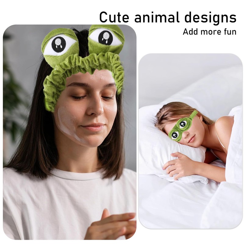 Pack of 2 Frog Eye Mask, Travel Eye Mask, Sleeping