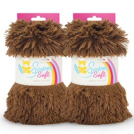 kullaloo Shaggy Faux Fur Fabric [1 3/16 inch Pile, 30 mm] | Plush Minky Fabric for Sewing | 39.5x29.5" each | For Plushies, Crafts, Costumes, Upholstery, Apparel, Home Decor | BROWN (Pack of 2)