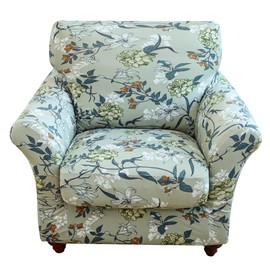 EVOLLER 2 Pieces Armchair Slipcover with Separate Chair Cushion Cover Floral Pattern Single Couch Covers for Arm Sofa Washable