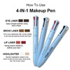 4-in-1 Makeup Pen, Multifunctional Cosmetic Pencil, Waterproof Makeup Pencil, Eyebrow