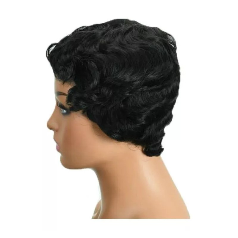 Light Moo Peluca De Cabello Humano Ondulado Corto Para Mujer