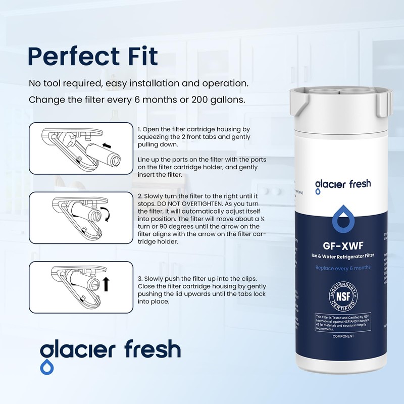 GLACIER FRESH XWF Replacement for GE XWF Refrigerator Water Filter