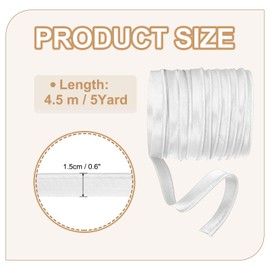 YELARXI Maxi nastro sbieco da 4,6 m, con cordoncino in raso, adatto per cucito, fettuccia, fettuccia, rifiniture artigianali - bianco