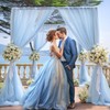 10x10 Blue Tulle Backdrop Curtains for Parties, Sheer Backdrop Curtain