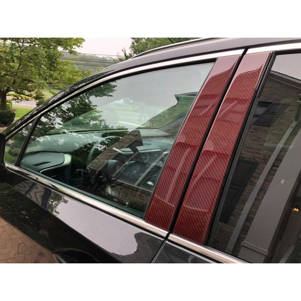 707 Motoring RED CARBON FIBER Pillar Posts Trim B-Pillars 4PCS