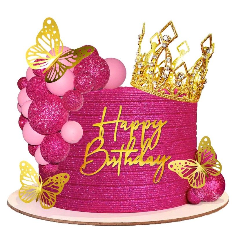 Bolas para tartas de feliz cumpleaños, corona, tiara para cumpleaños,