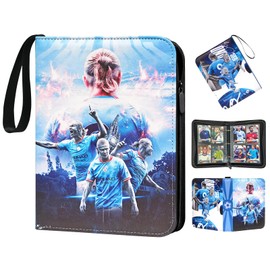 Oirigaga Football Trading Card Album for 400 Cards, 4 Pockets, Football Cards, Collector's Album with 50 Sleeves and Zip Carry Handle, 3-Ring Sports Cards, Book Folder Folder
