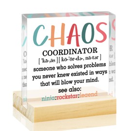 Chaos Coordinator Gifts Boss Gifts Acrylic Desk Decor Manager Gift for Women Best Boss Gift for Women Appreciation Presents for Principal Teacher Coworker Work Anniversary Birthday Boss Day Employee Appreciation Gifts