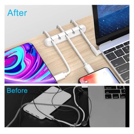 INCHOR White Cable Clips, Cord Organizer Cable Management, Cable Organizers USB Cable Holder Wire Organizer Cord Clips, 2 Packs Cable Straps for Desk Car Home and Office (5, 3 Slots)