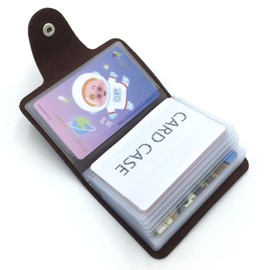 AirZyx Credit Card Holder for Men and Women, Leather, 24 Cards, brown, Classic