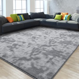 Gifeas Large Ultra Soft Modern Area Rugs for Living Room Bedroom, 7x10 Feet Tie-Dyed Light Grey Thickened Memory Foam Indoor Carpets, Non-Slip Comfy Rug for Boys Girls Nursery Room Home Decor