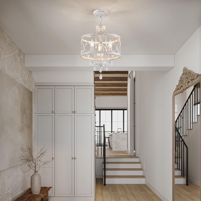 Uiimeces Small Crystal Chandelier, Modern Crystal Chandelier for Dining Room,