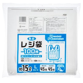 Core FR205 Plastic Bags Handbags 3.5 gal (15 L) Large Milky White, Pack of 100, Height 21.7 x Width 11.8 inches (55 cm) x Width 11.8 inches (30 cm) + Depth 5.9 inches (15 cm) x Thickness 0.007 inches