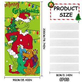 GreenYeah Christmas Door Cover Decoration, Green Haired Monster Door Cover, Green Haired Monster Background Door Hanging Christmas Decoration, Christmas Door Cover Hanging Banner 90 x 200 cm (W)