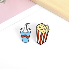 Flairs New York Foodies and Floral Theme Enamel Lapel Pin Brooch Badge (Pack of 1 Pin, Popcorn)