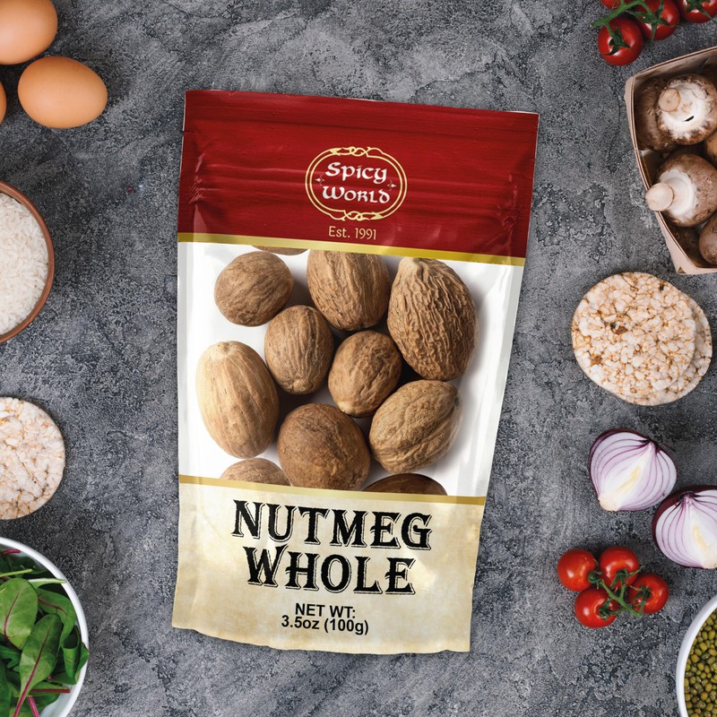 Spicy World Nutmeg Whole 3.5oz (100g) - Premium Grade from