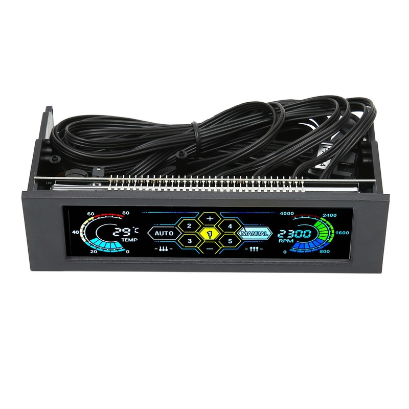 Computer Temp Monitor PVC Lens Panel Display 5 Sets Fan