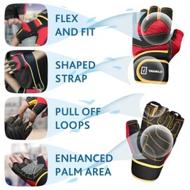 TAVIALO Men's Fitness Gloves - Training Gloves with Reinforced Palm & Wrist Support - Non-Slip Grip for Strength Training, Bodybuilding & Crossfit - Sizes M & L